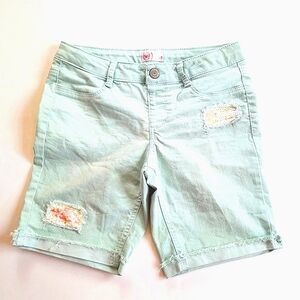 SO Mint Green Shorts with Sequin Patches Skimmer Shorts